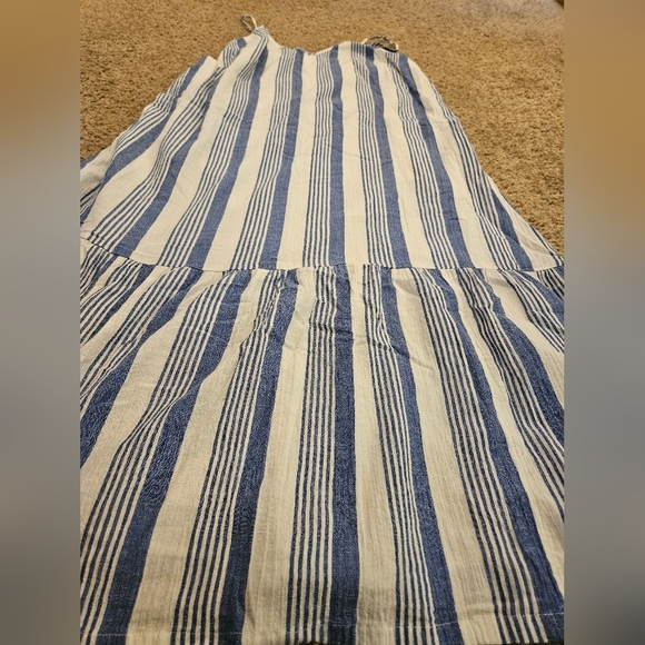 J. Crew Sleeveless V-Neck Striped Midi Dress in Blue and White, Size XXS - Picture 5 of 9